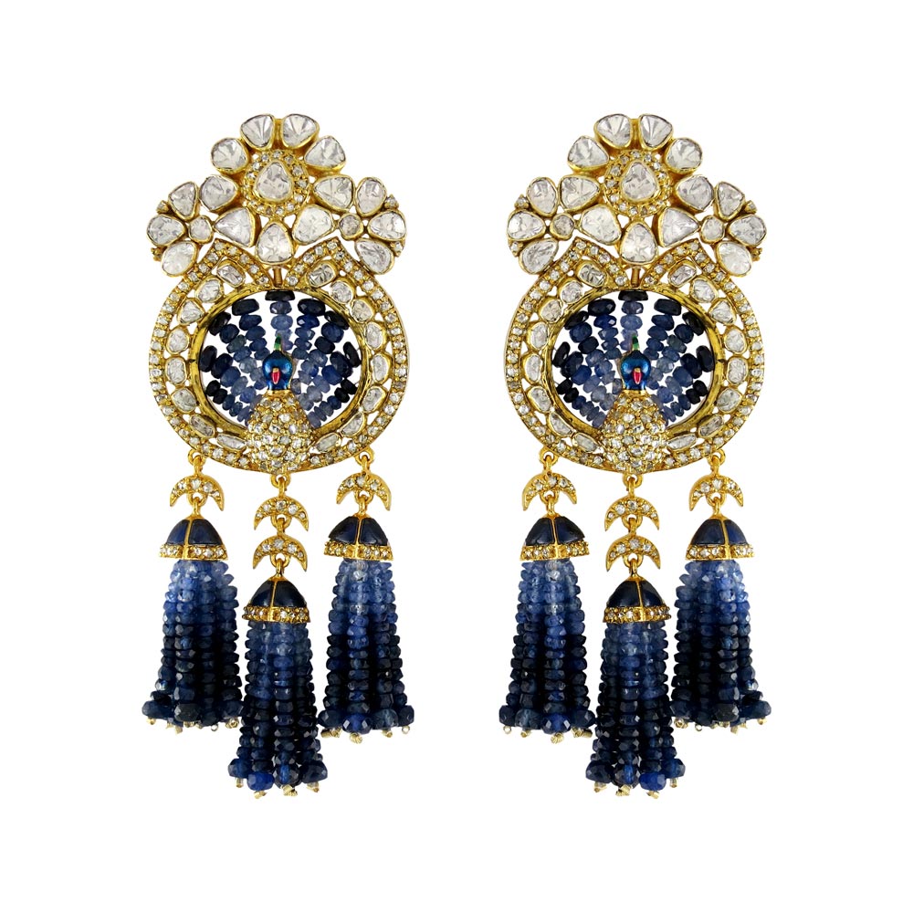 Peacock Sapphire Tassels – Kalajee Jewellery